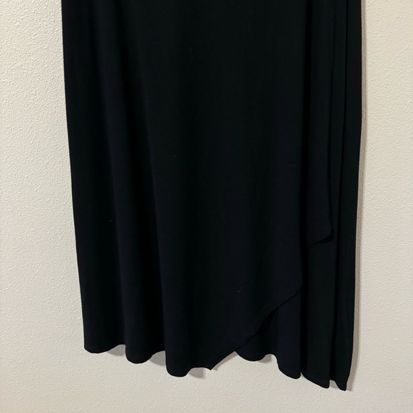 Eileen Fisher Stretch Jersey Faux Wrap Overlay A-Line Midi Skirt Black-XS - Picture 4 of 11